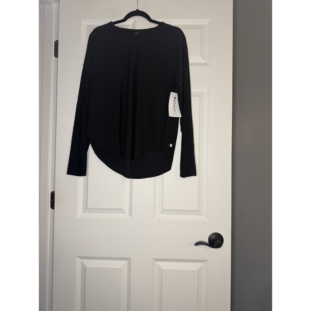 Athleta Ultimate Mesh Long Sleeve Top Black Large Nwt